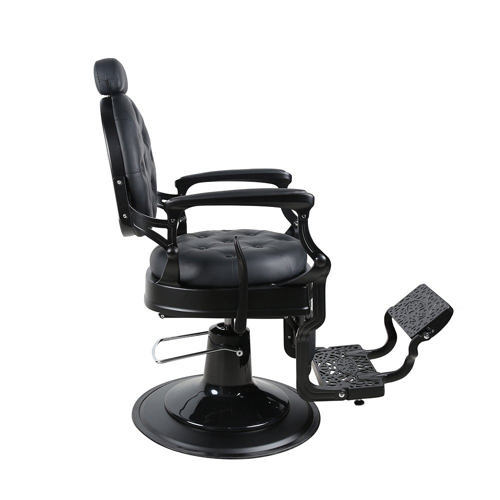 Retro luxury vintage black frame salon hair cutting barber chair