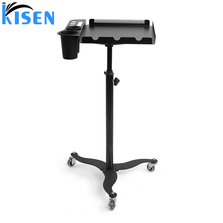 Kisen Cheap Price Hairdressing Smart Organizing Tray Movable Folding Stainless Steel Beautyshop Hair Extension Tray Trolley