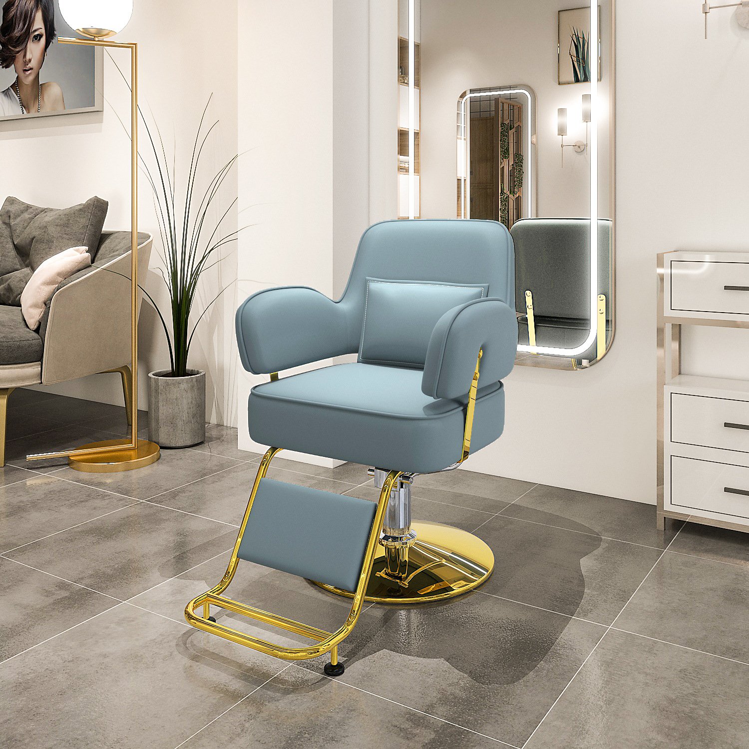 New Stainless Steel Hydraulic Barber Chair Hairdresser Chair Hair Cutting Chair Salon Furniture for Professional Hair Stylists