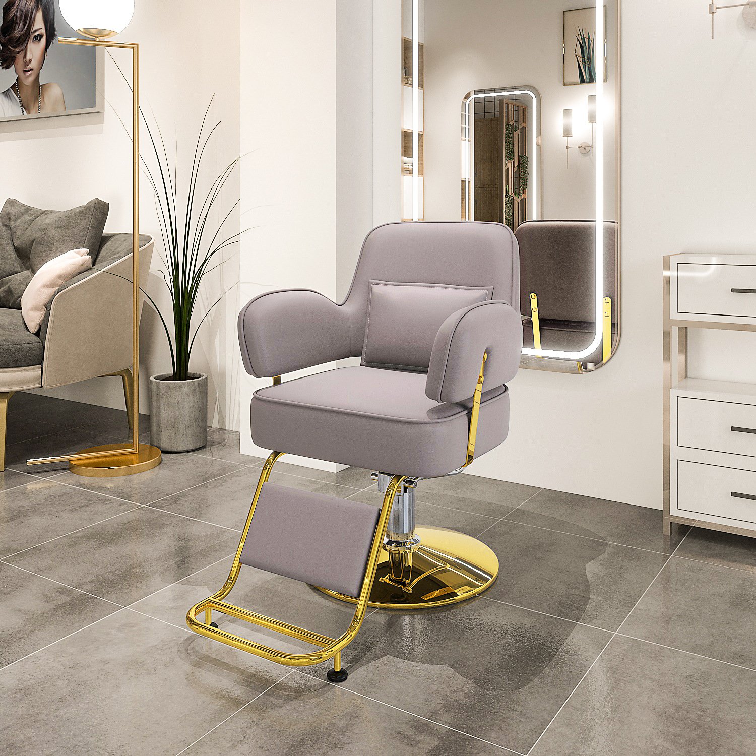 New Stainless Steel Hydraulic Barber Chair Hairdresser Chair Hair Cutting Chair Salon Furniture for Professional Hair Stylists