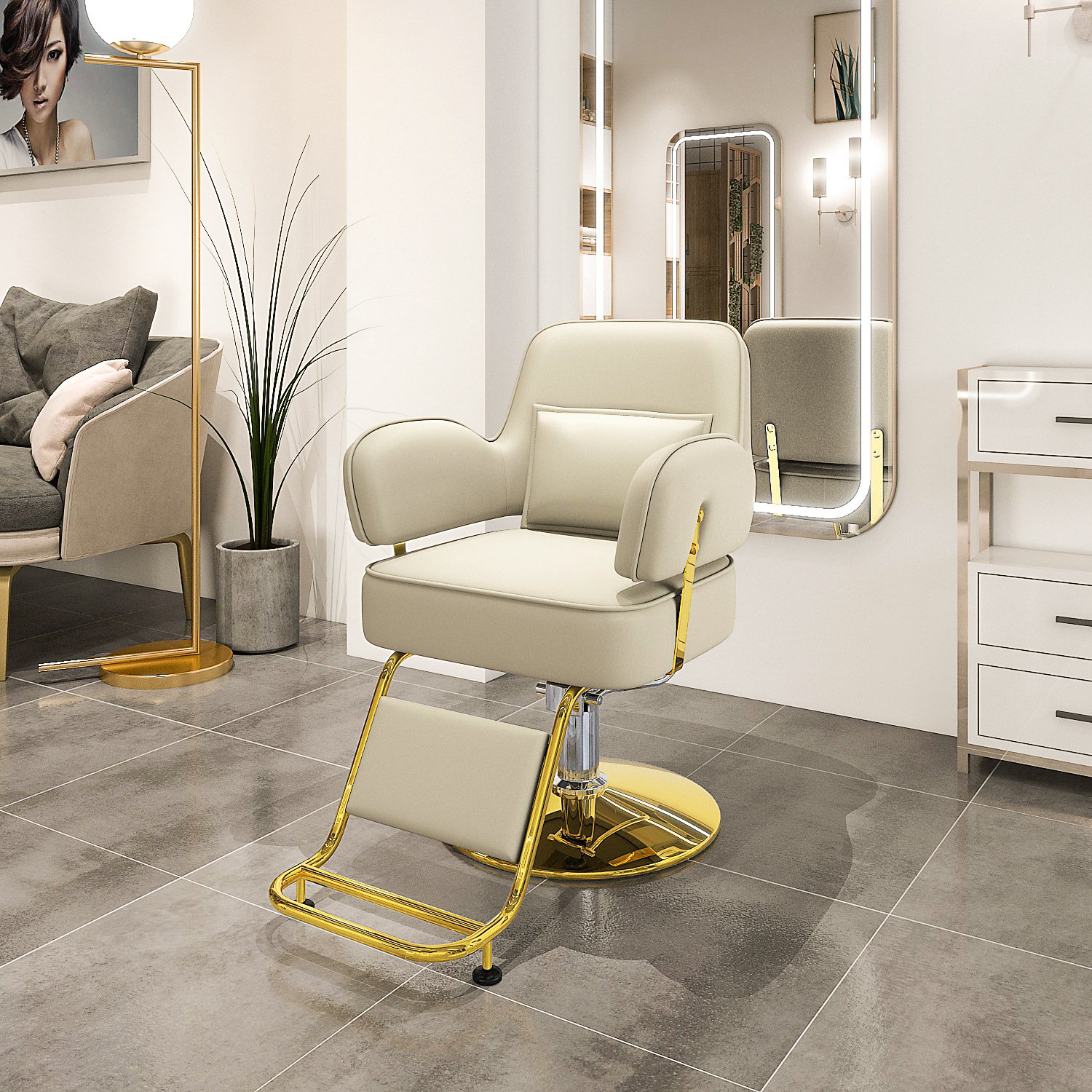 New Stainless Steel Hydraulic Barber Chair Hairdresser Chair Hair Cutting Chair Salon Furniture for Professional Hair Stylists