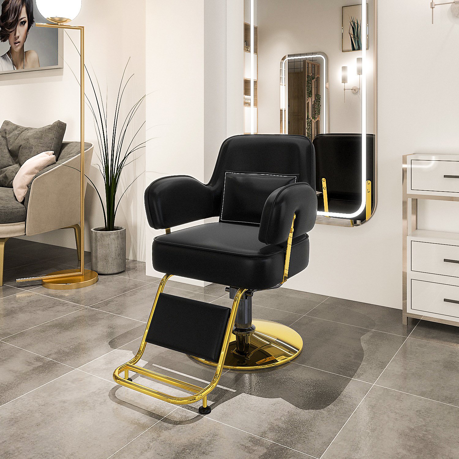 New Stainless Steel Hydraulic Barber Chair Hairdresser Chair Hair Cutting Chair Salon Furniture for Professional Hair Stylists