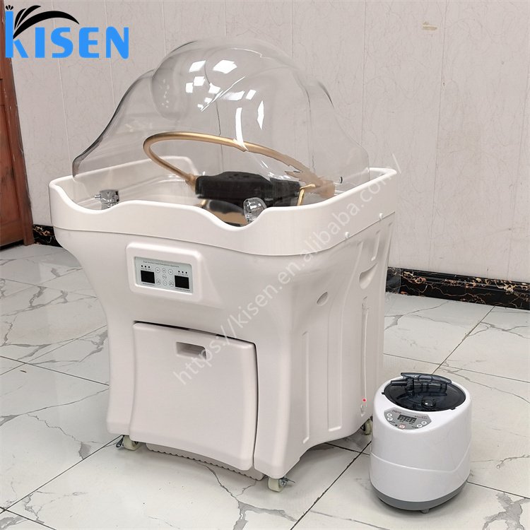 Kisen Modern Luxury Thai Washing Chair Salon Furniture Head Spa Shampoo Basin For Therapy With 50L Water Tank and 25L Waste Tank