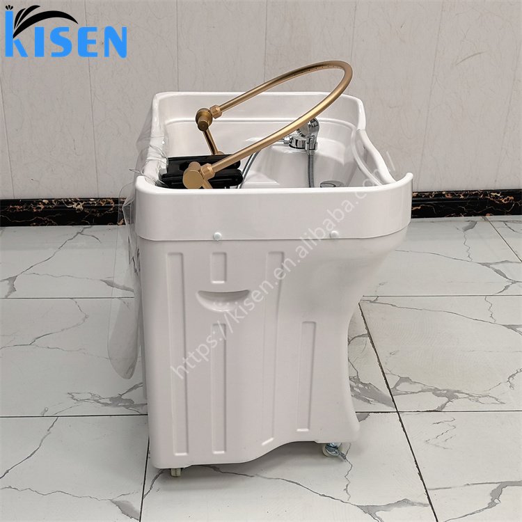Kisen Modern Luxury Thai Washing Chair Salon Furniture Head Spa Shampoo Basin For Therapy With 50L Water Tank and 25L Waste Tank