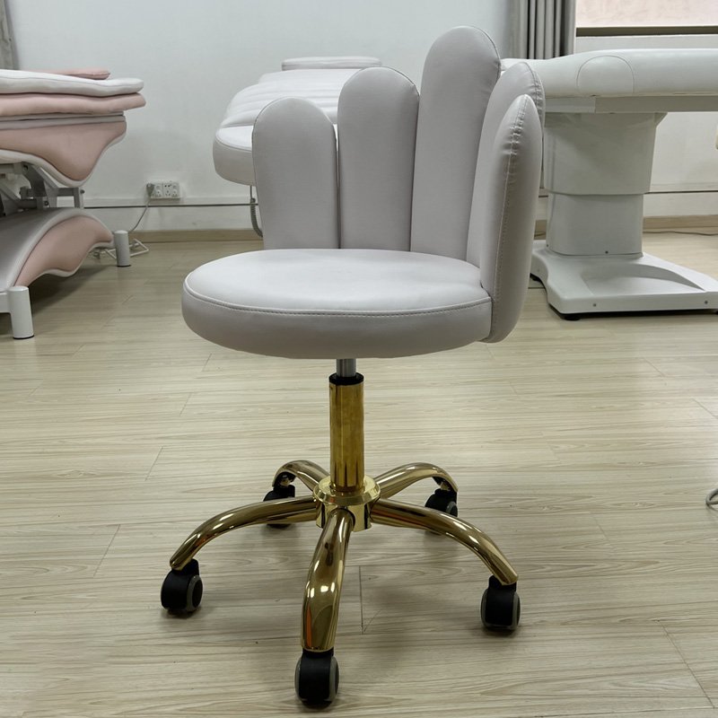 Luxury white leather massage chair match with lash bed pedicure chair modern bar beauty salon small barber chair