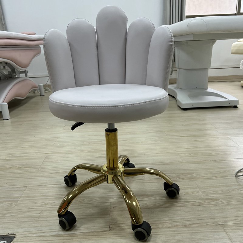 Luxury white leather massage chair match with lash bed pedicure chair modern bar beauty salon small barber chair