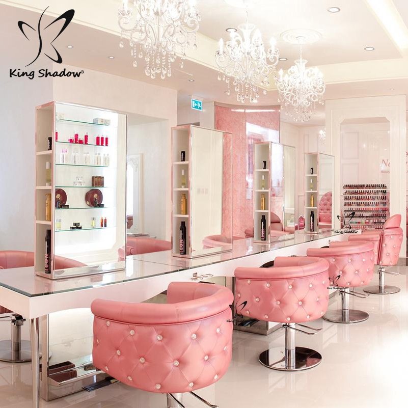 Kingshadow durable metal hair salon styling chair vintage modern salon pink barber chair for salon