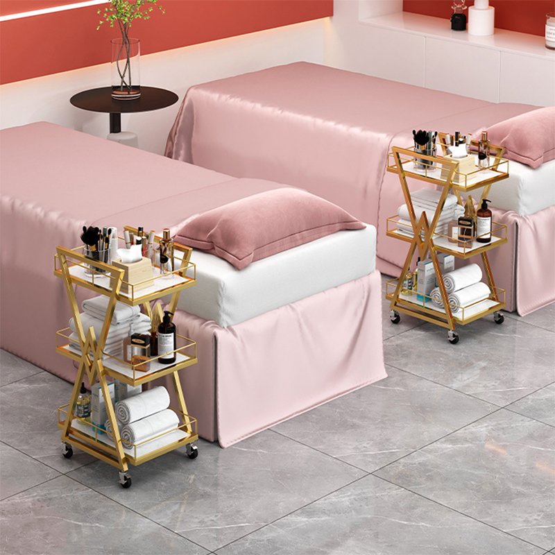 Electronic Component Coloured Pink Trolleys Suppliers Nail Salon Pedicure Cart Trolley