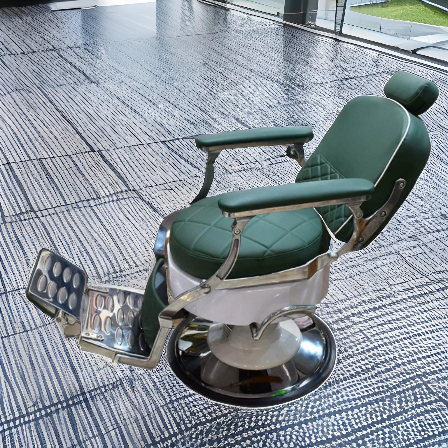 Heavy-duty vintage barber chair Olive Green adjustable back barber chair