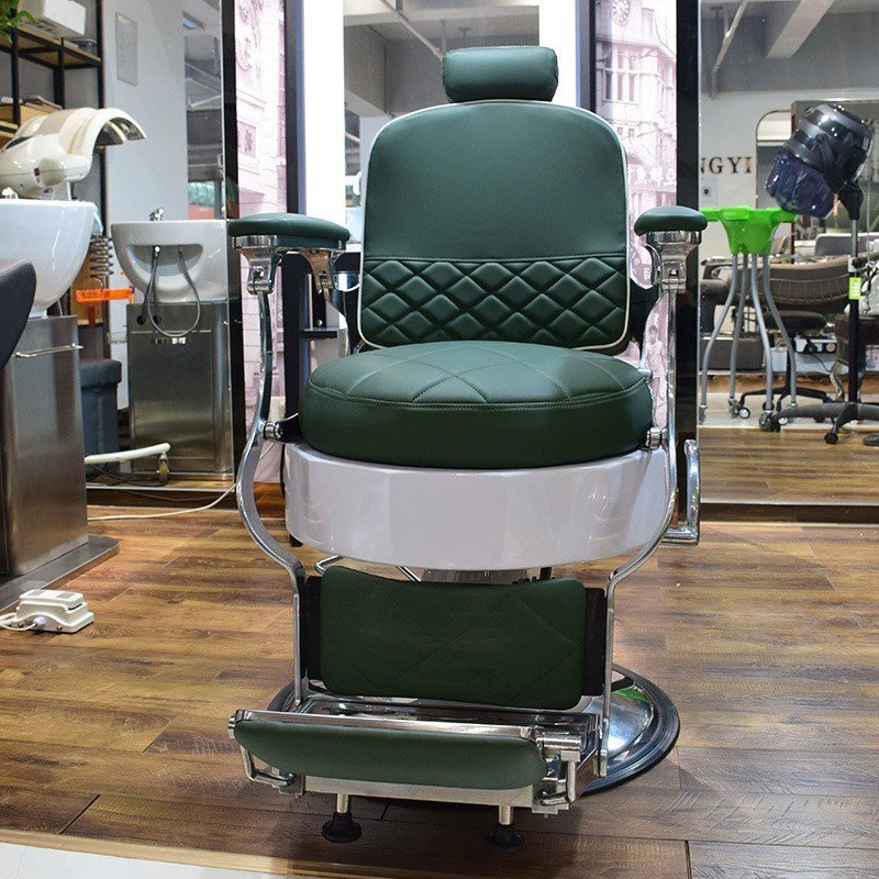Heavy-duty vintage barber chair Olive Green adjustable back barber chair
