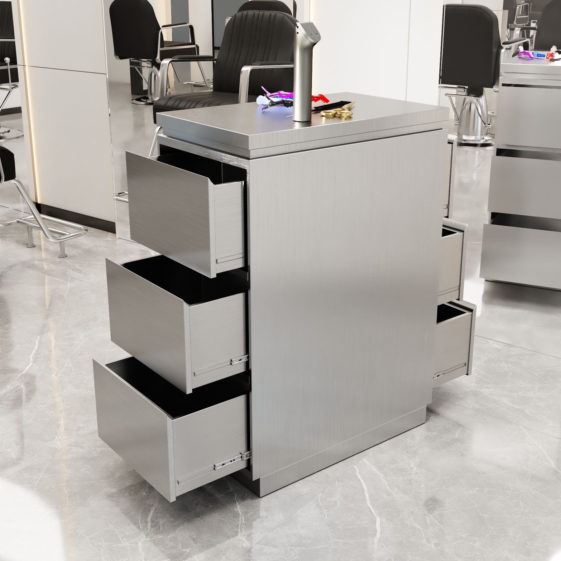 Salon Beauty Cart Rolling Trolley Storage locker with drawer barbershop tool cabinet Stainless steel hair salon tool cabinet