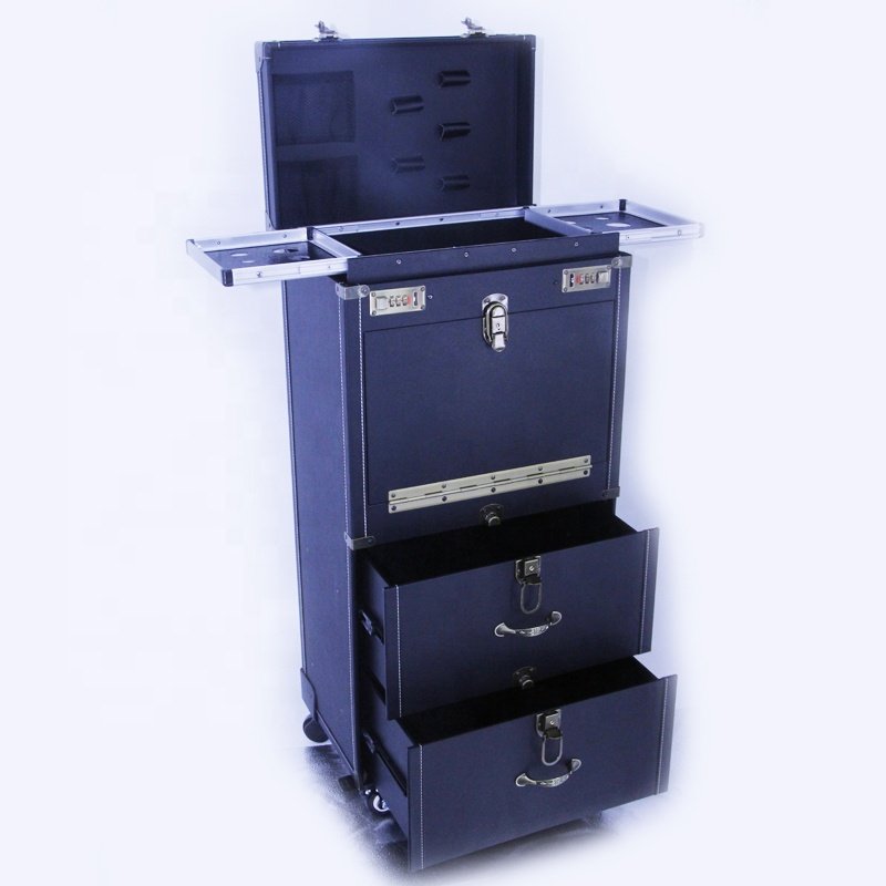 Professional barber box case with trolley barber bag tool box hairdresser trolley case organizer for hair salon and travel