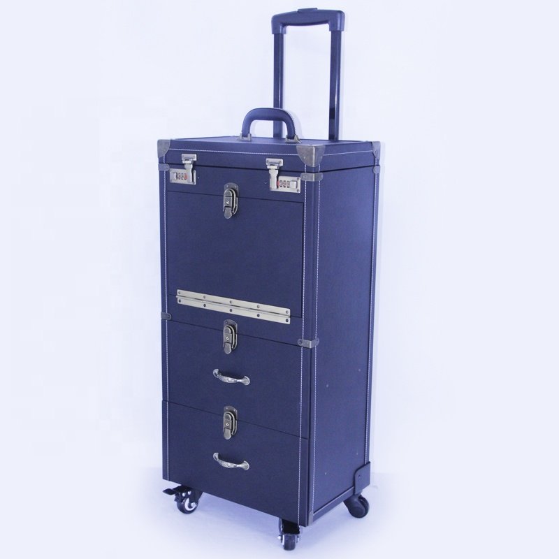 Professional barber box case with trolley barber bag tool box hairdresser trolley case organizer for hair salon and travel
