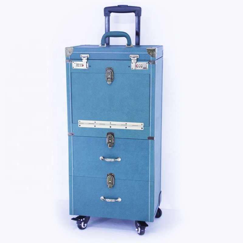 Professional barber box case with trolley barber bag tool box hairdresser trolley case organizer for hair salon and travel
