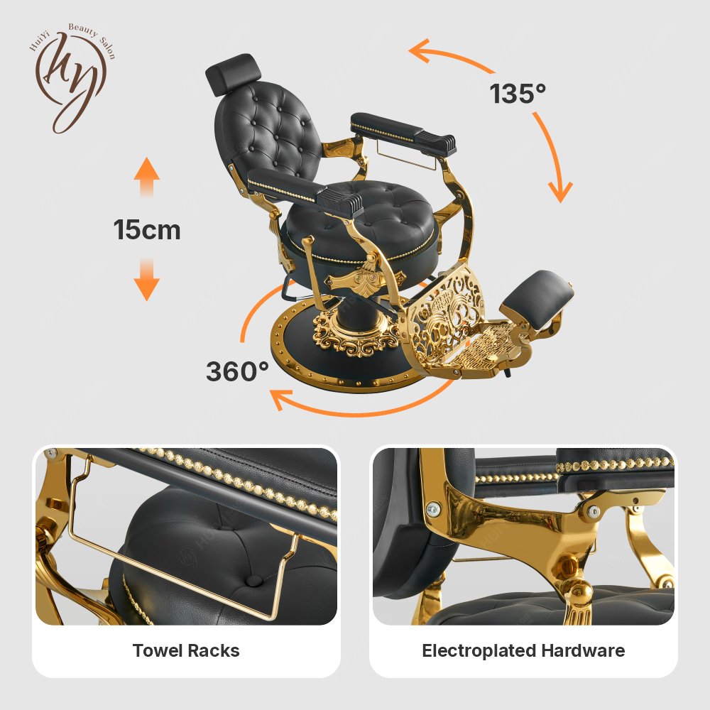 Barber Salon Equipment Heavy Duty Furniture Luxury Antique Hydraulic Hairdressing Hair Cut Styling Beauty Barber Salon Chair