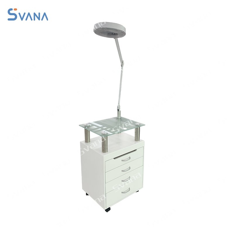Wooden Clinic Nail Beauty Salon Trolley Cart With Drawers