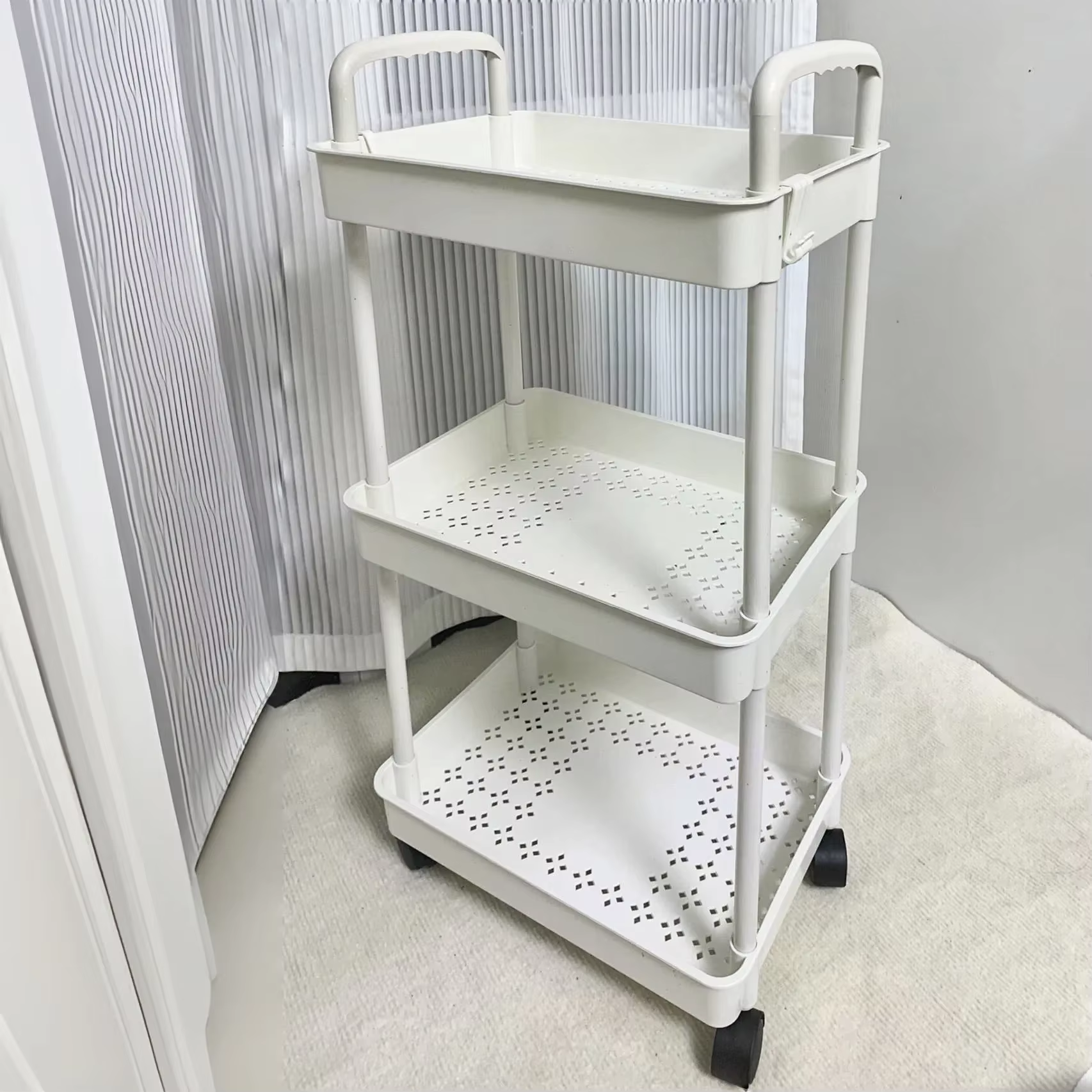 Metal Case SalonTrolley Kitchen Vegetable Trolley Serving Trolley Cart Snack Storage Cart Space-saving Folding Kitchen Trolley