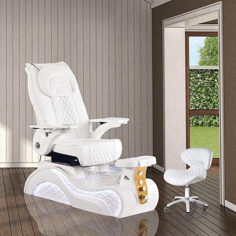 High Quality Human Touch Massage Foot Care chair Luxury Black Grey Leather Manicure Pedicure Spa chair With Led Lights