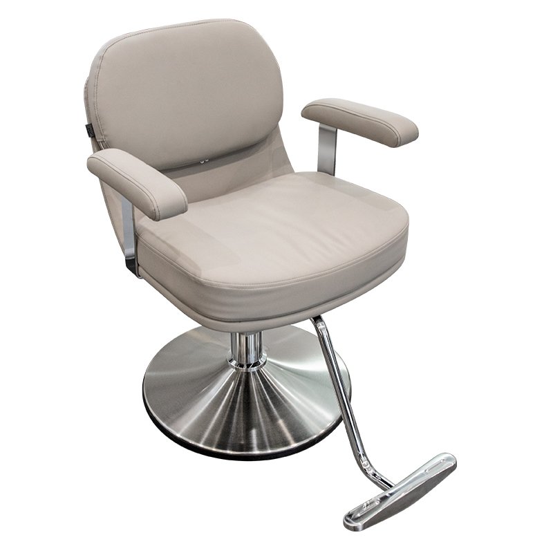 Bo jue Modern Grey PU Leather Barber Chair Round Metal Base Chair For Men's Hairdressing Salon Barber Store Chairs