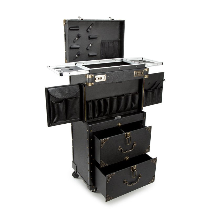 2022 new released Professional Aluminum Beauty Trolley Nail Cosmetics Box Makeup Vanity Case