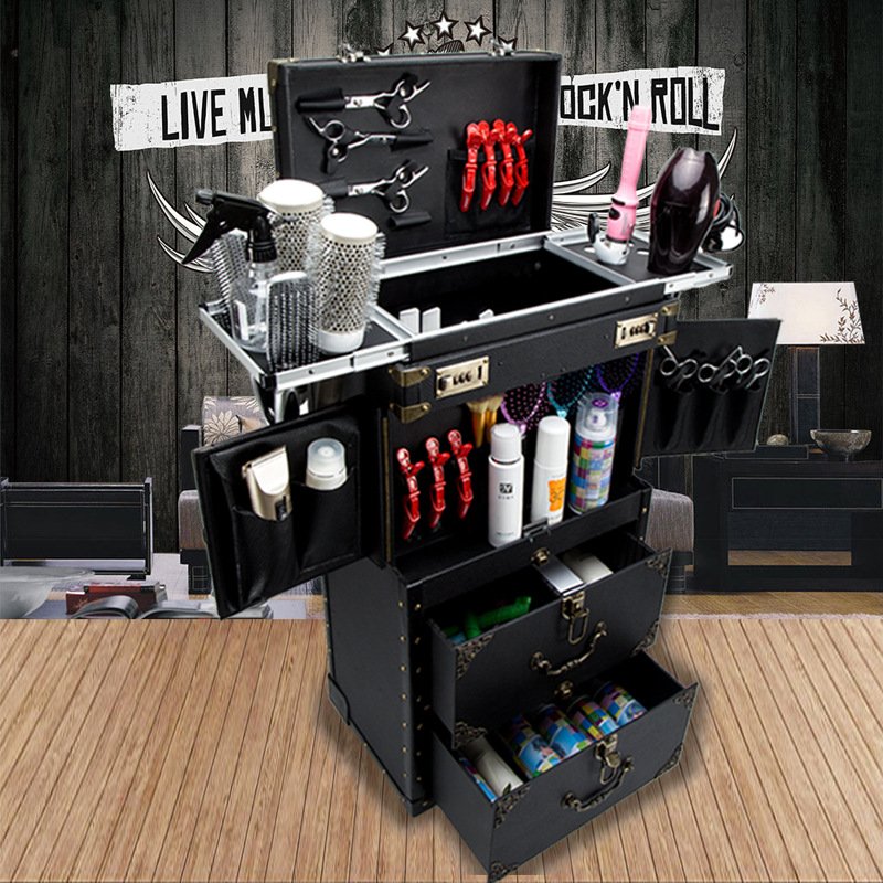 2022 new released Professional Aluminum Beauty Trolley Nail Cosmetics Box Makeup Vanity Case