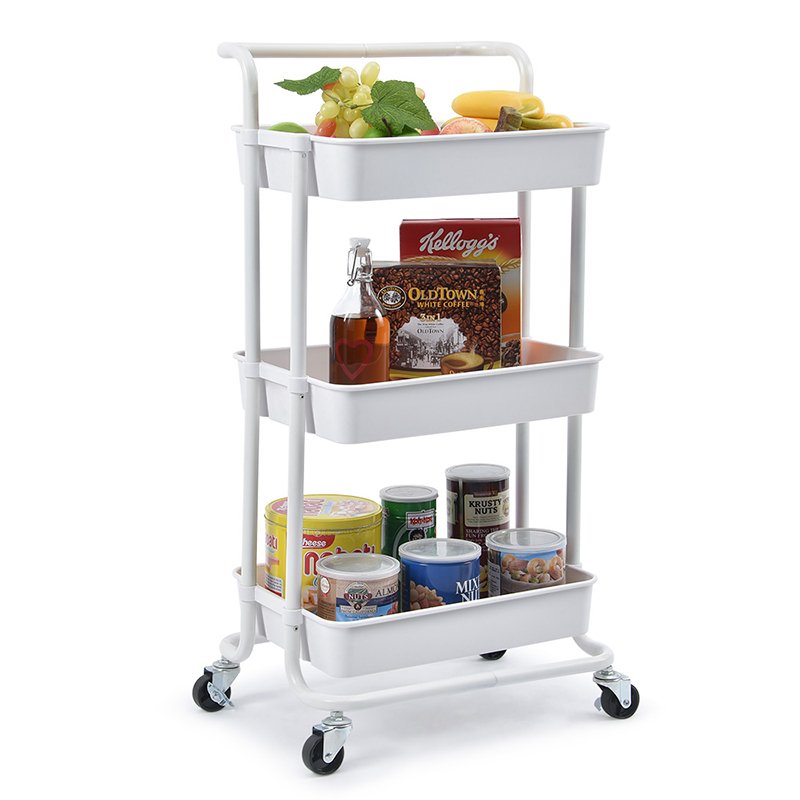 Multifunctional Makeup Organization Cart Plastic 3 Tier Salon Utility Storage Cart Craft Storage Trolley For Wholesales