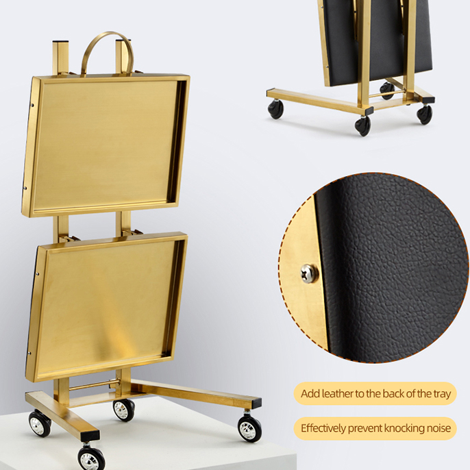 Favorable Rolling Metal Storage Utility Cart Mobile Cart Beauty Trolley,Gold