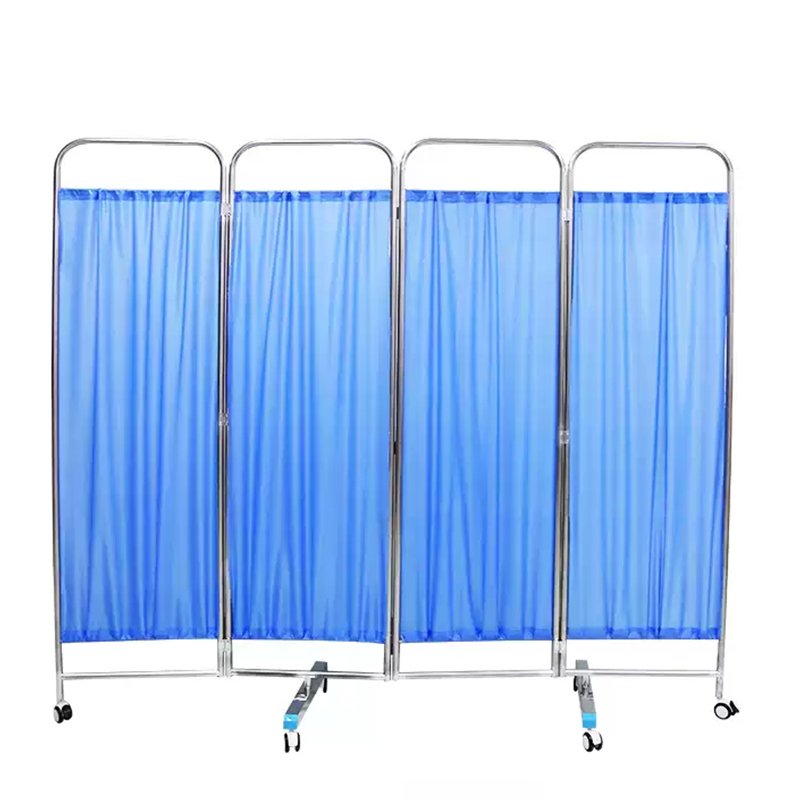 Hospital Specific Movable Stainless Steel Two-fold Screen Thickened And Upgraded Wheels