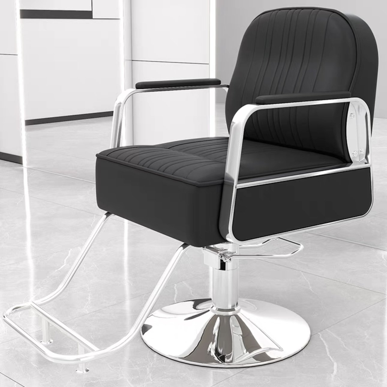 Modern Vintage Antique Classic Leather Barber Chair for Beauty Salon Workshop Economically Luxury Equipped with Metal Furniture