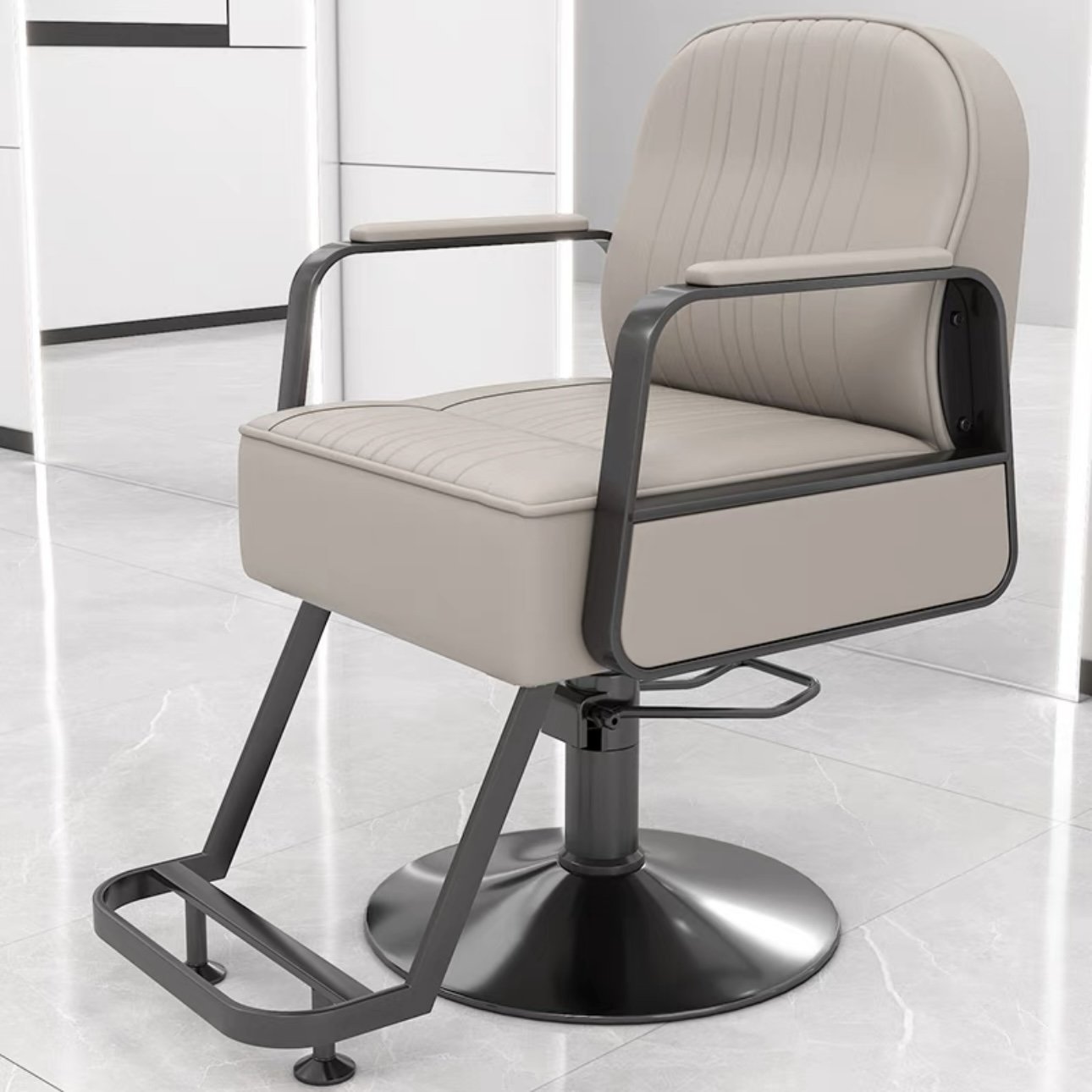 Modern Vintage Antique Classic Leather Barber Chair for Beauty Salon Workshop Economically Luxury Equipped with Metal Furniture