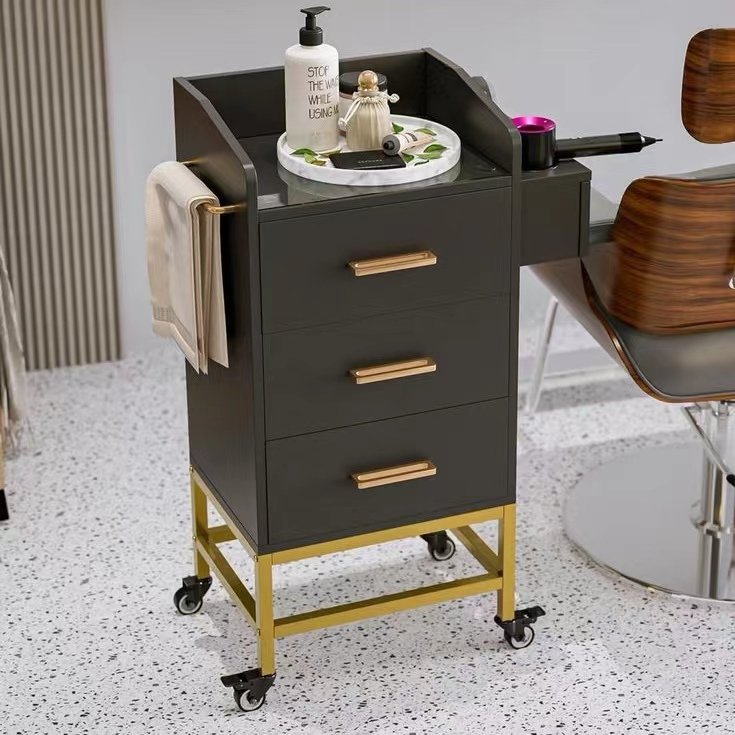 New product Barber Furniture Stainless Steel Styling Trolley Beauty Hair metal barber Side Tool with wheels