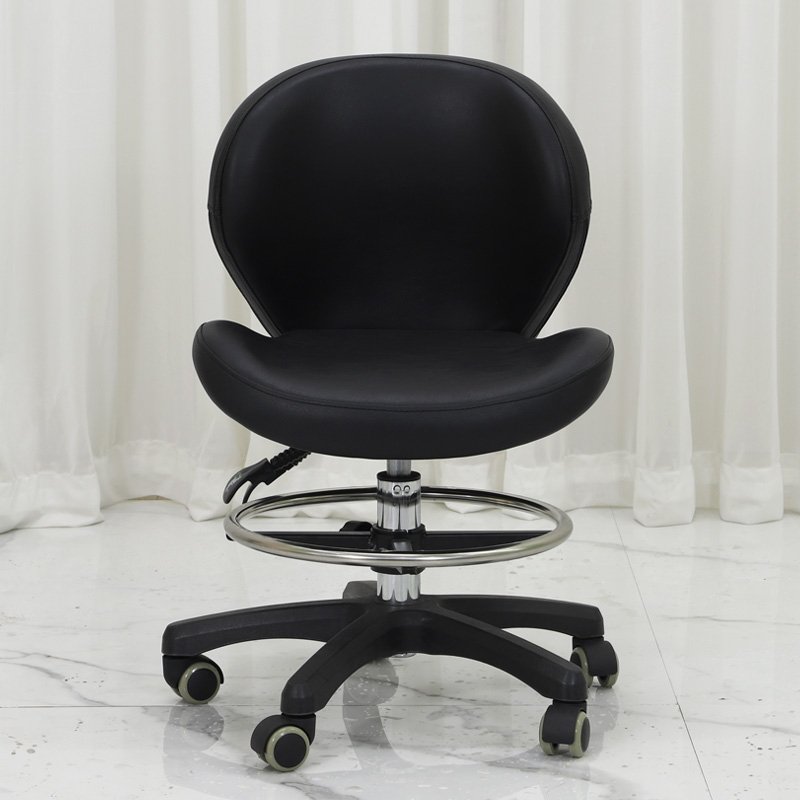Hot-Selling Medical Brown PU Chair Salon Stool Non-Slip Adjustable Height Rolling Backrest Chair For Barber Shop