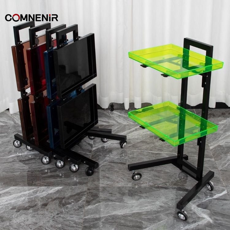 Professional Plastic Hair Salon Trolley with Non-Suction Hair Wheel for Beauty Salons
