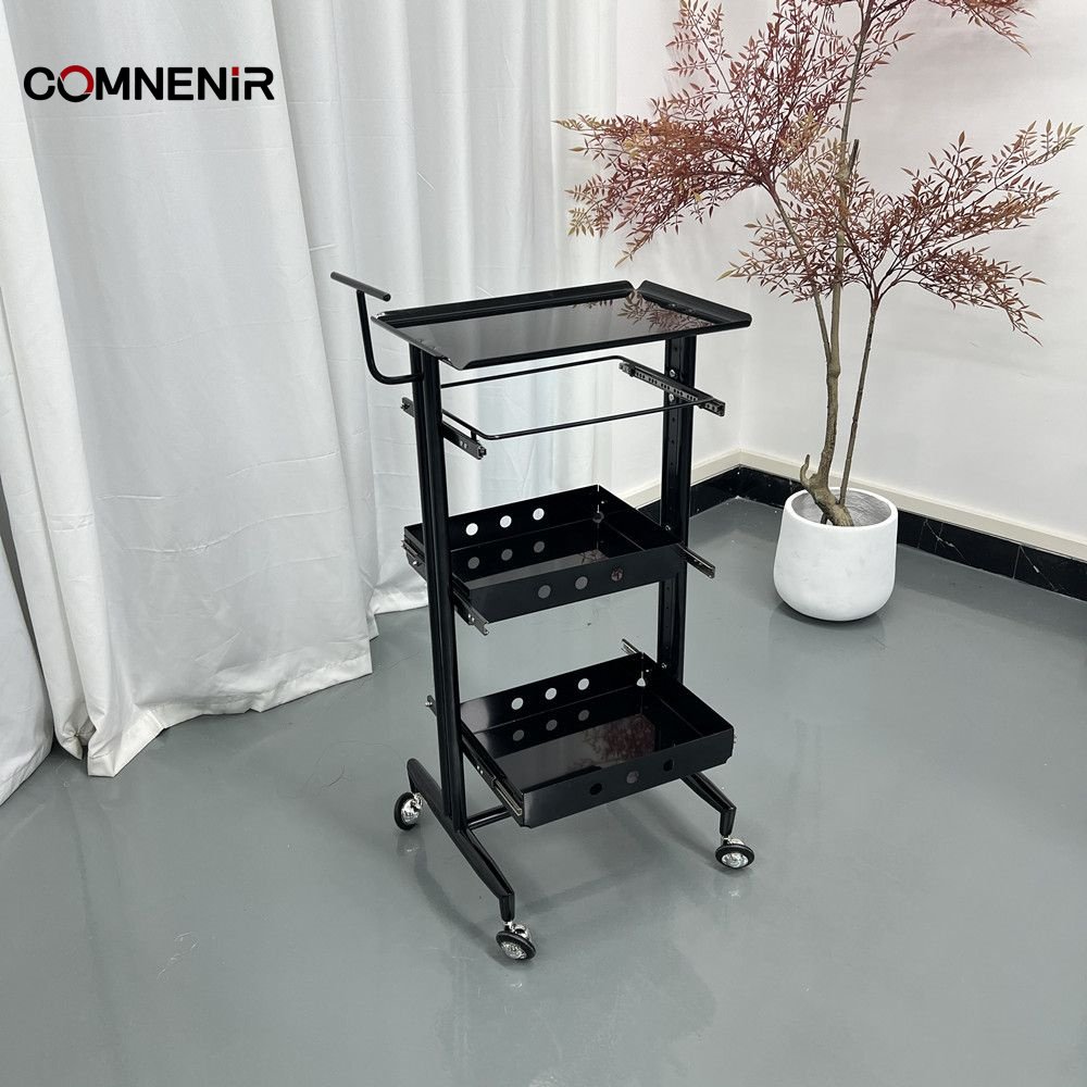 Professional Plastic Hair Salon Trolley with Non-Suction Hair Wheel for Beauty Salons