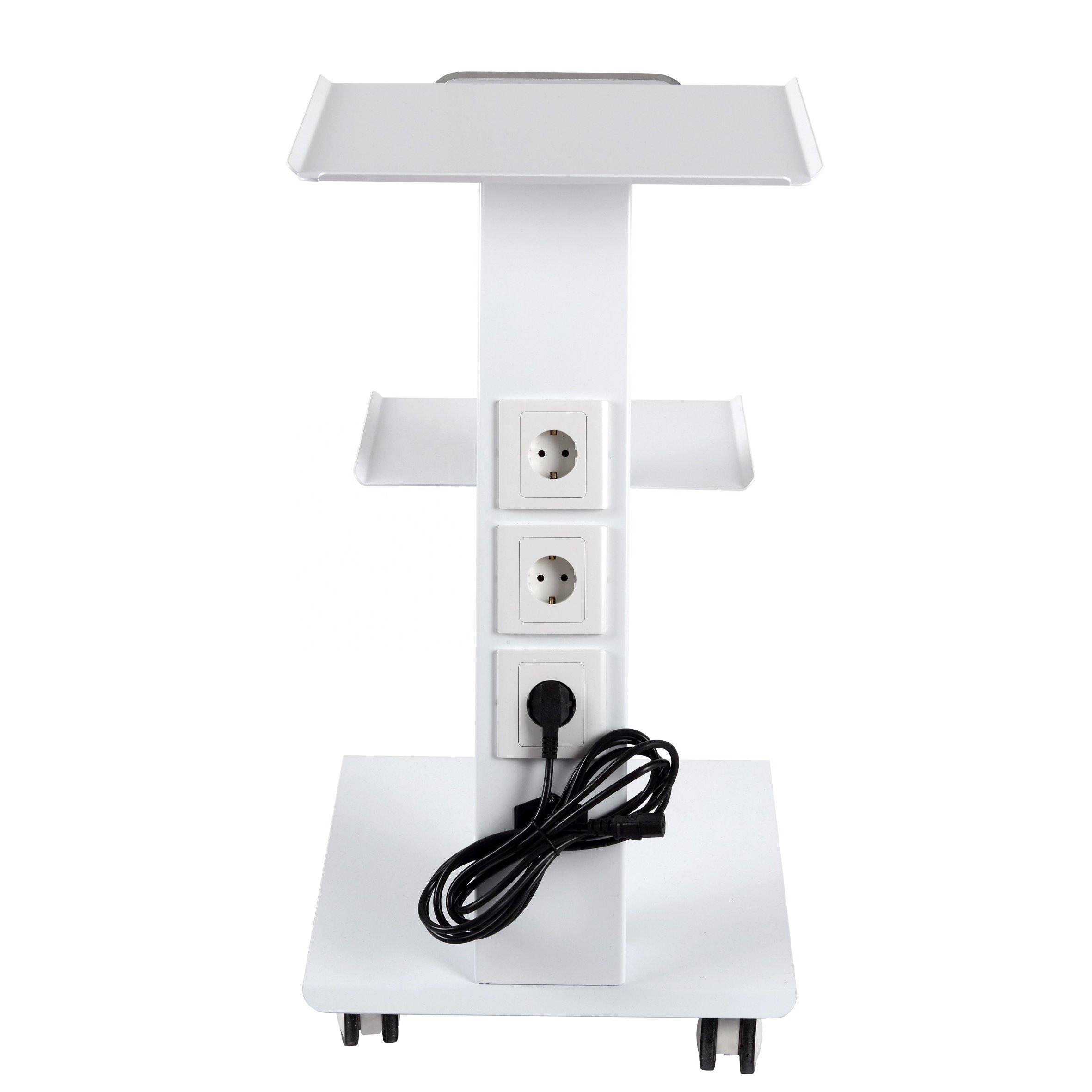 Mobile 3 Layer Socket Beauty Medical Beauty Salon Trolley Stainless Steel Dental Tool Cart Furniture White Salon Trolley