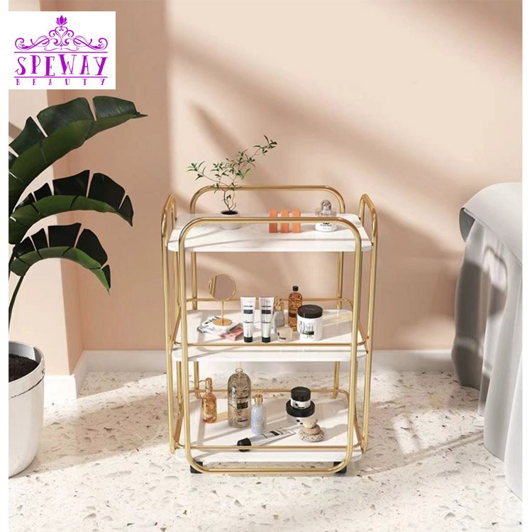2024 popular simple gold manicure trolley salon hot sale rolling cart for sale
