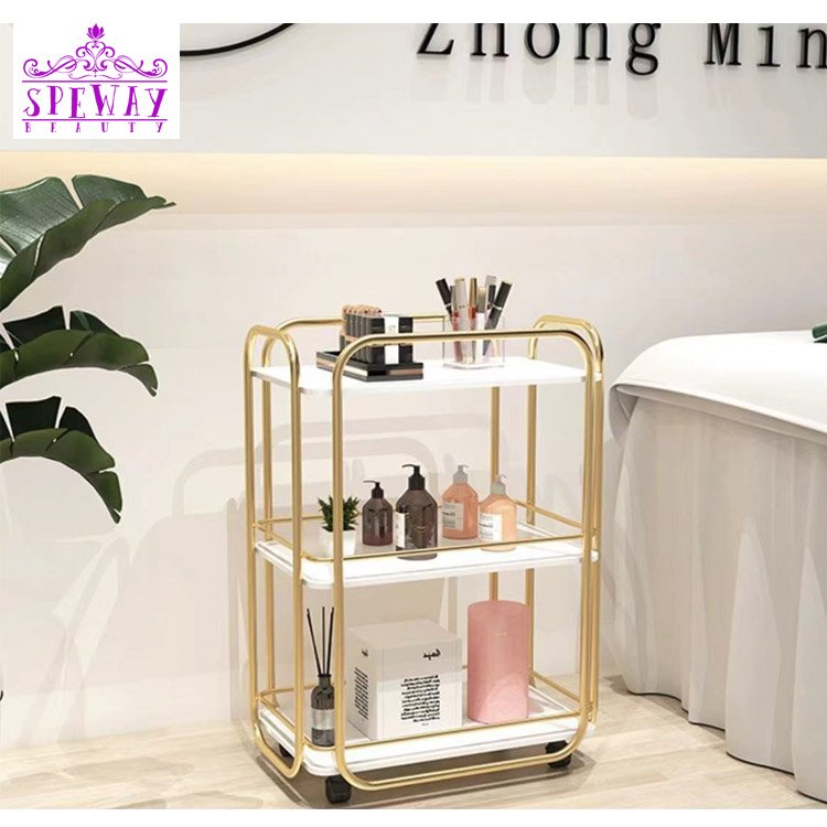 2024 popular simple gold manicure trolley salon hot sale rolling cart for sale