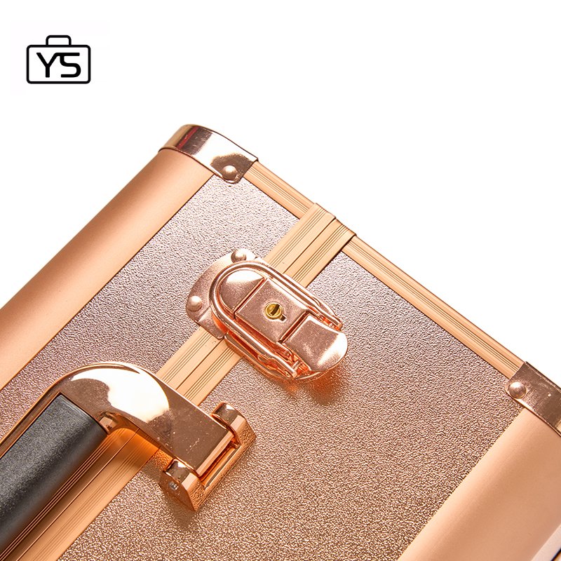 Luxury Make up travel case lightweight Carry Case with 4 trays cosmetic Vanity Case Rose Gold
