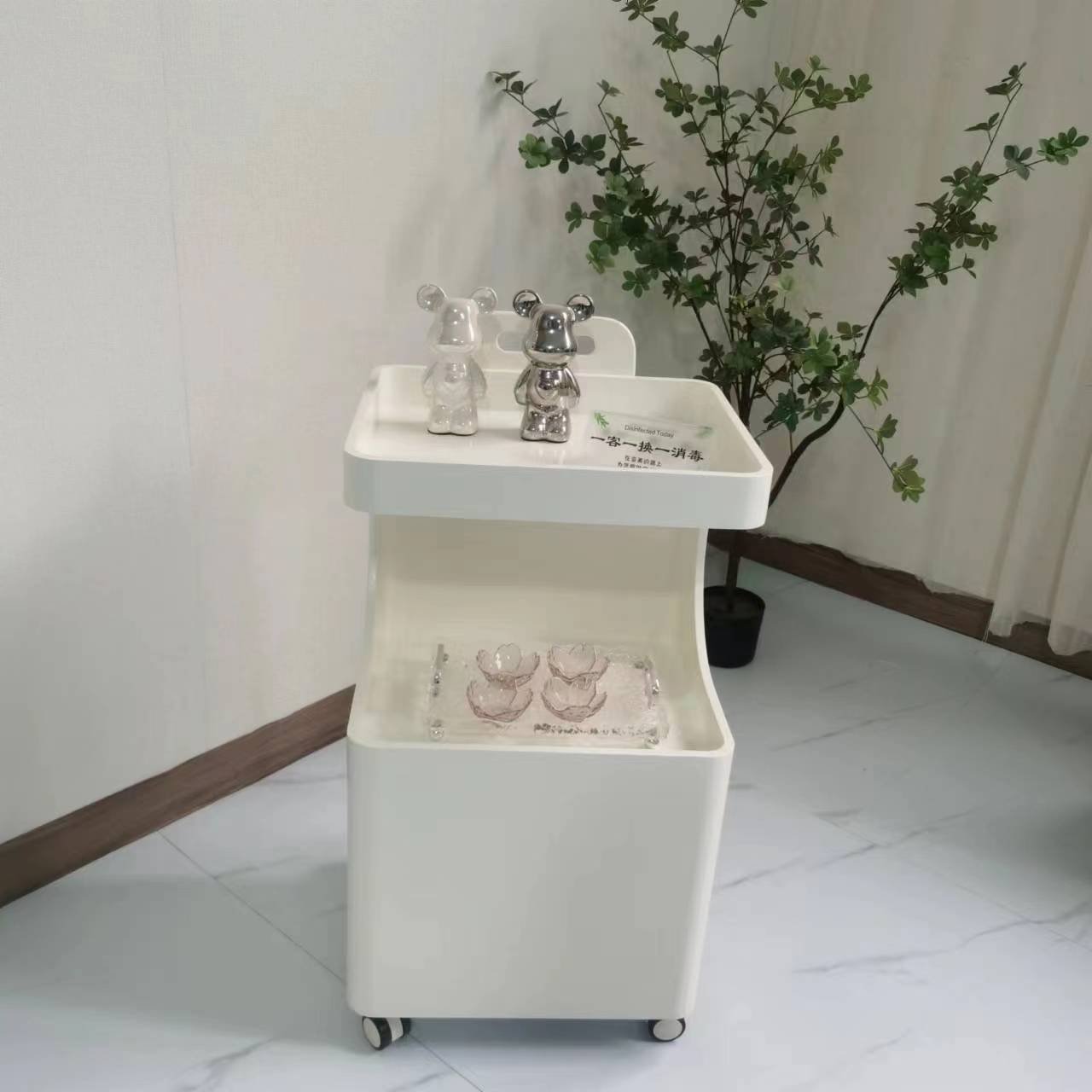 Hair salon special trolley shelf tool table solid wood multi-functional hair dresser cabinet