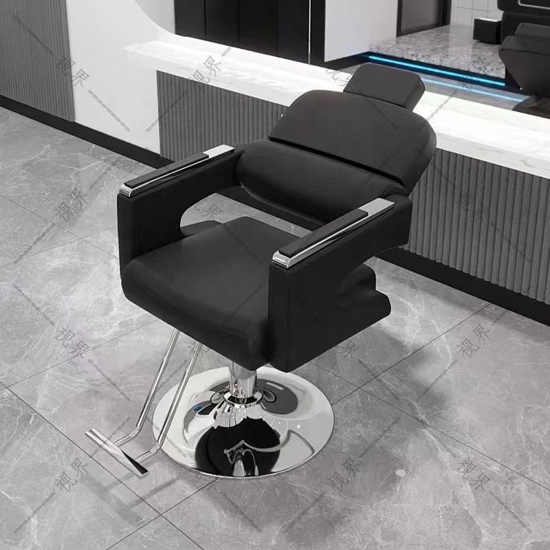 2024 Customized factory wholesale black leather square base hair salon professional barber chairs