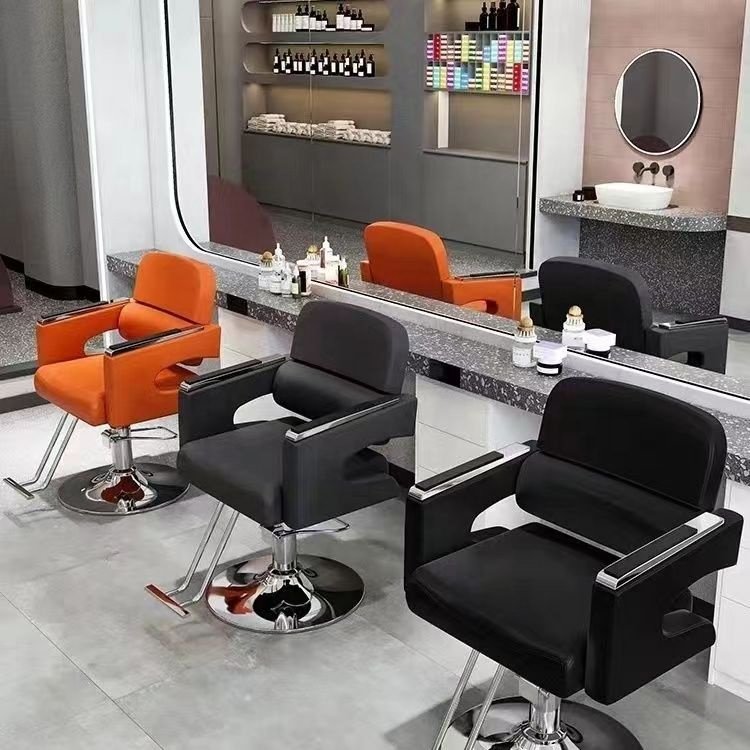 2024 Customized factory wholesale black leather square base hair salon professional barber chairs