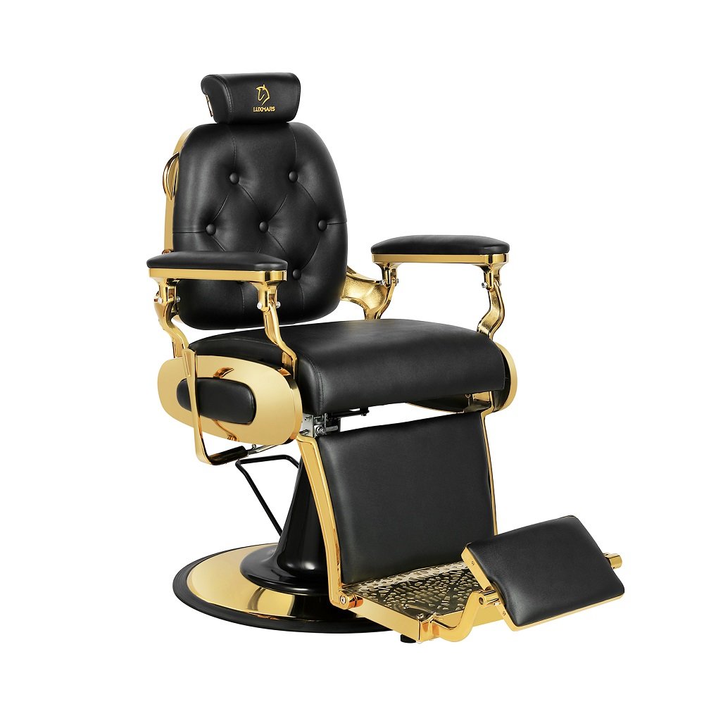 New Modern Stylish Black and Gold salon barber chair Foldable barber chair for women