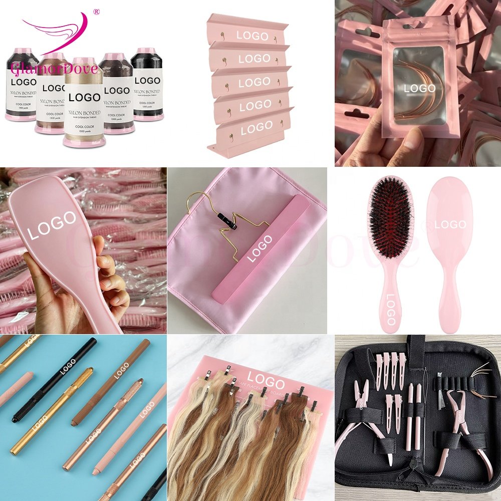 Custom Logo Best Hair Extension Beauty Salon Tool Trolley Brush Plier Micro Nano Rings Weaving Thread Tape Keratin Glue Remover