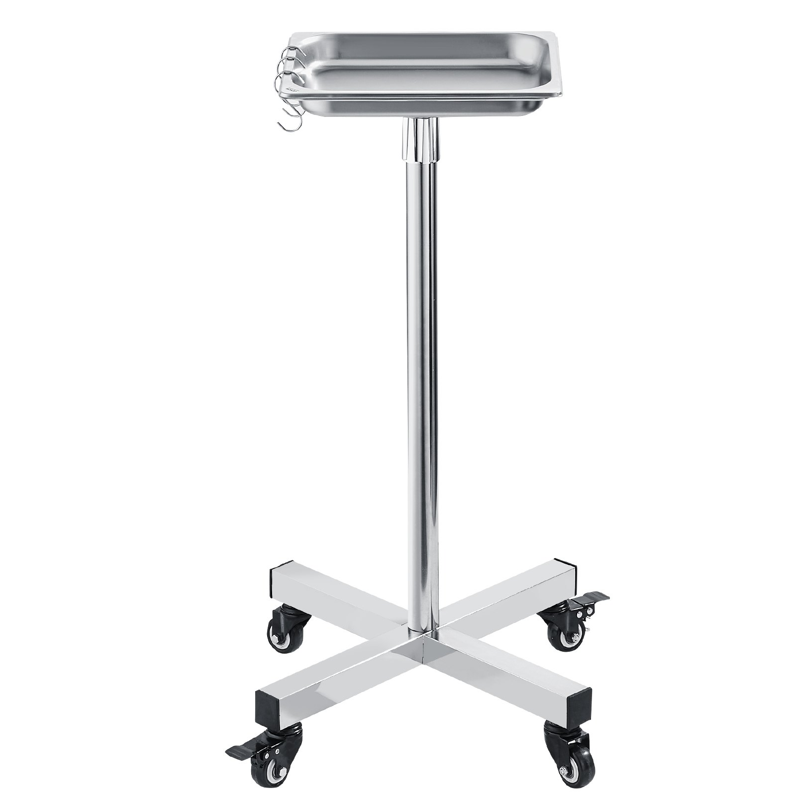 Heavybao Adjust Height Stainless Steel Hospital Furniture Mobile Medical Surgical Operation Trolley Mayo Stand with Tray Table