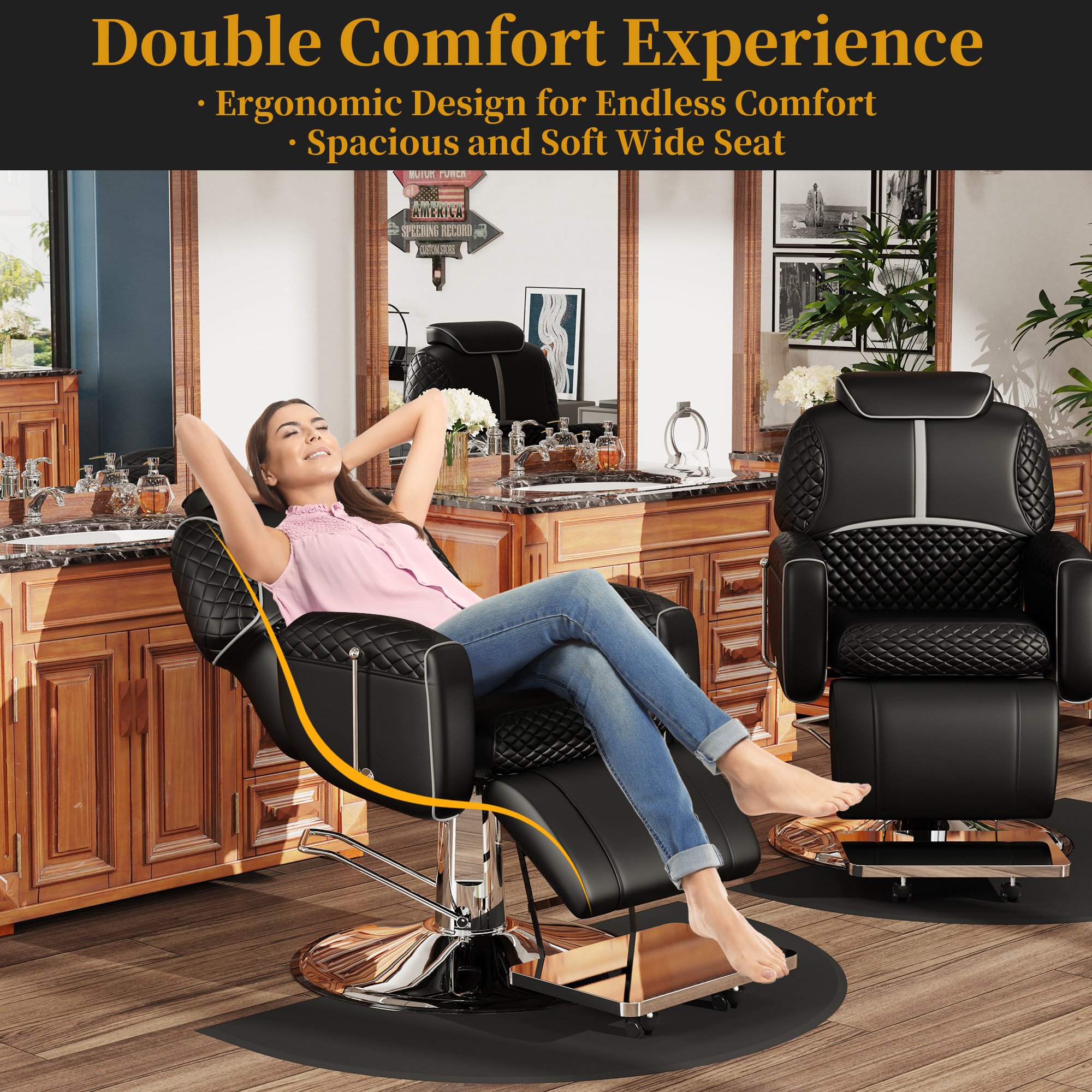 Adjustable Backrest Modern Professional Hair Salon Chair Reclining Barber Chair Comfortable Salon Furniture Beauty Spa Use
