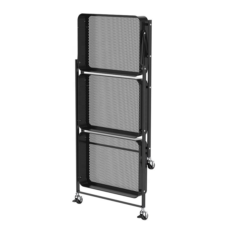 Home Kitchen 3 Tier Movable Organizer Storage Rack Folding Salon Utility Organizer Trolley Storage Cart