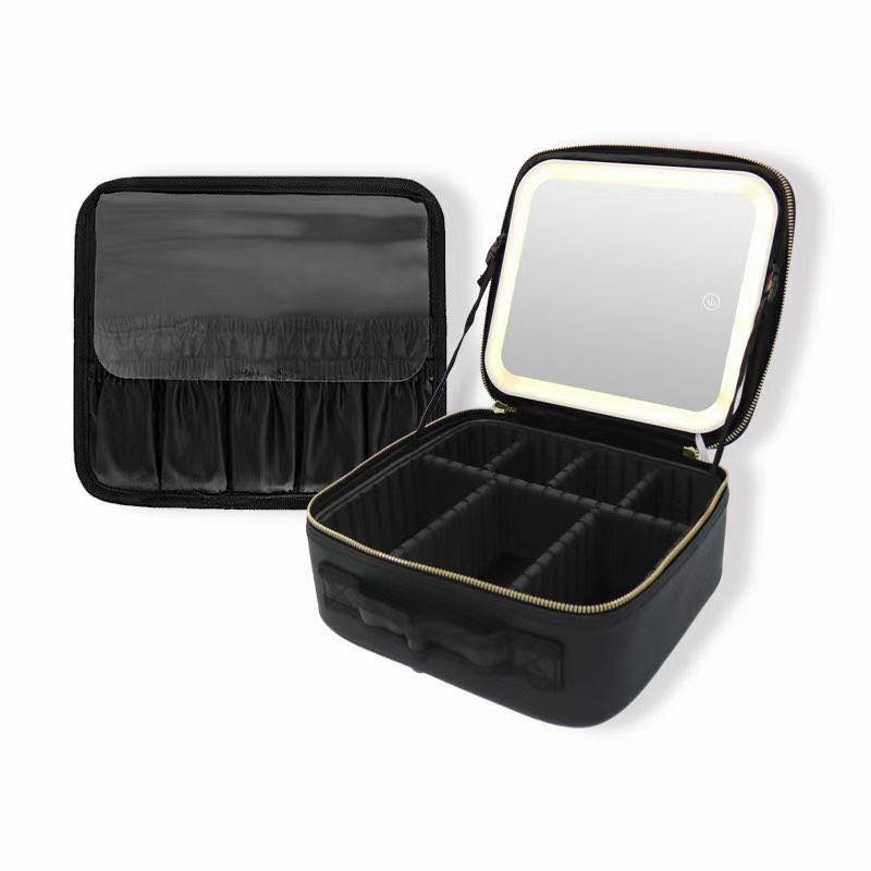 Fashion Cosmetic Bags Box Multi Nail Polish Organizer Bag Customized Hair stylist Vanity travelling Bag with LED Lighting