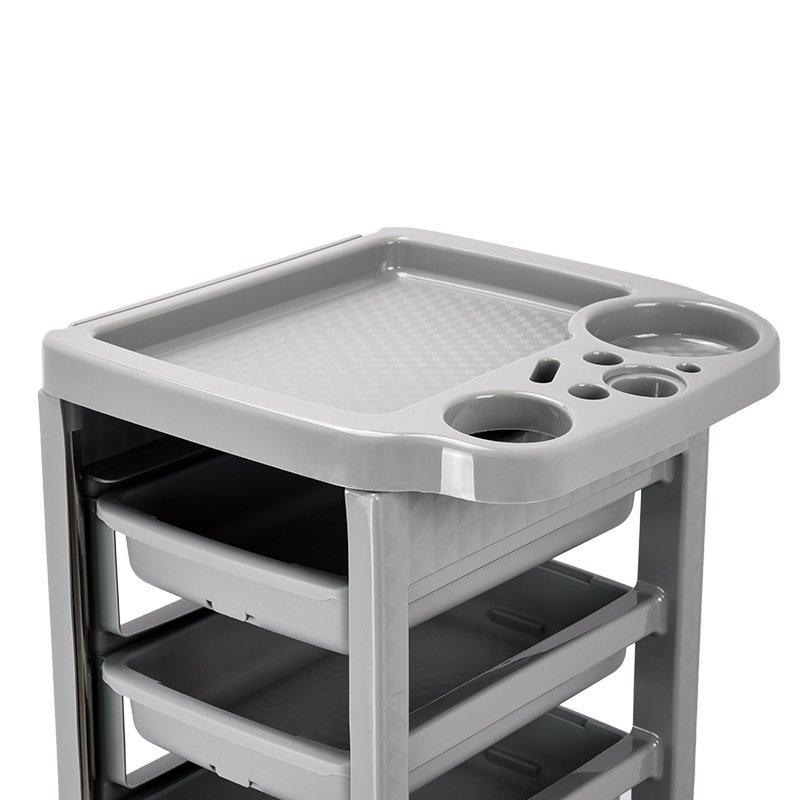 Cart Tool Trolley Manufacturer Hot Sale Convenient Rolling Universal Wheel Plastic Trolley With Stainless Steel Pillar