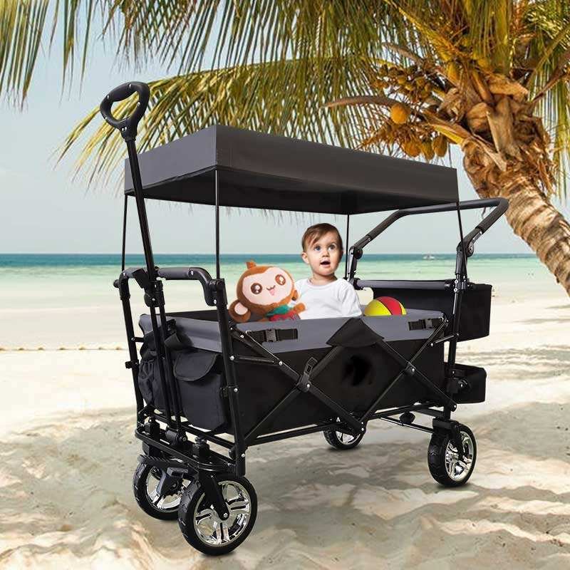 LYC-06 Foldable Folding Outdoor Garden Utility Trolley with Table