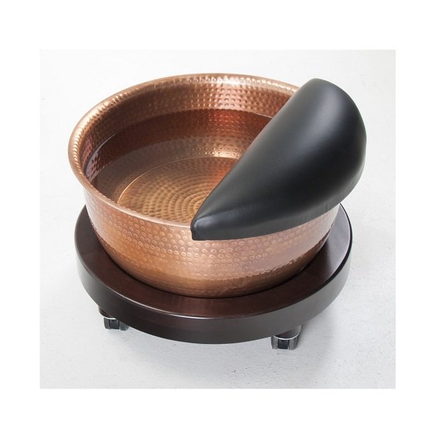 Decorative Foot Spa Bowl Metal Pure Copper Outside Powder Coated Finished Metal Pure Copper Pedicure Spa Bowl with Trolley